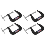 Sealey Junior C-Clamp Set 64mm x 64mm 4pc GCC01 Sealey - Dynamic Drive
