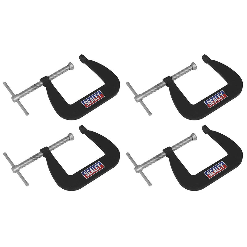 Sealey Junior C-Clamp Set 64mm x 64mm 4pc GCC01 Sealey - Dynamic Drive