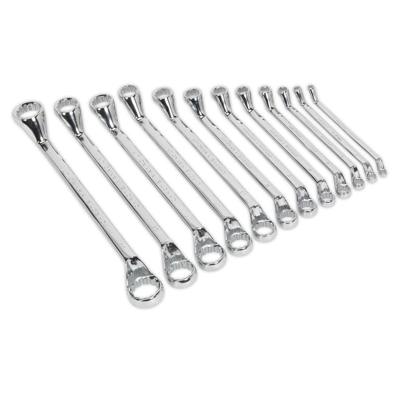 Sealey Deep Offset Ring Spanner Set 12pc Metric S0847 Seigen by Sealey - Dynamic Drive