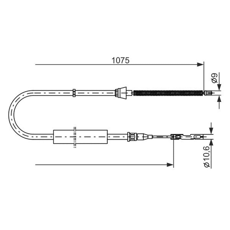 Bosch Handbrake Cable Right Rear fits Audi A2 2000-2005 1.2 1.4