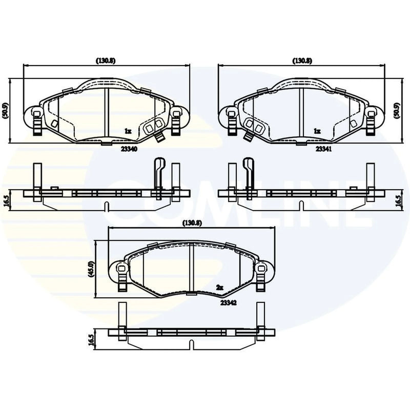 Comline 4 x Front Brake Pad Set fits Toyota Yaris Verso 1999-2005 1.3 1.4
