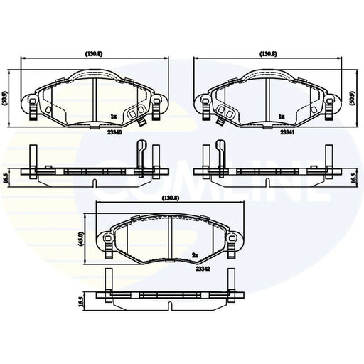 Comline 4 x Front Brake Pad Set fits Toyota Yaris Verso 1999-2005 1.3 1.4