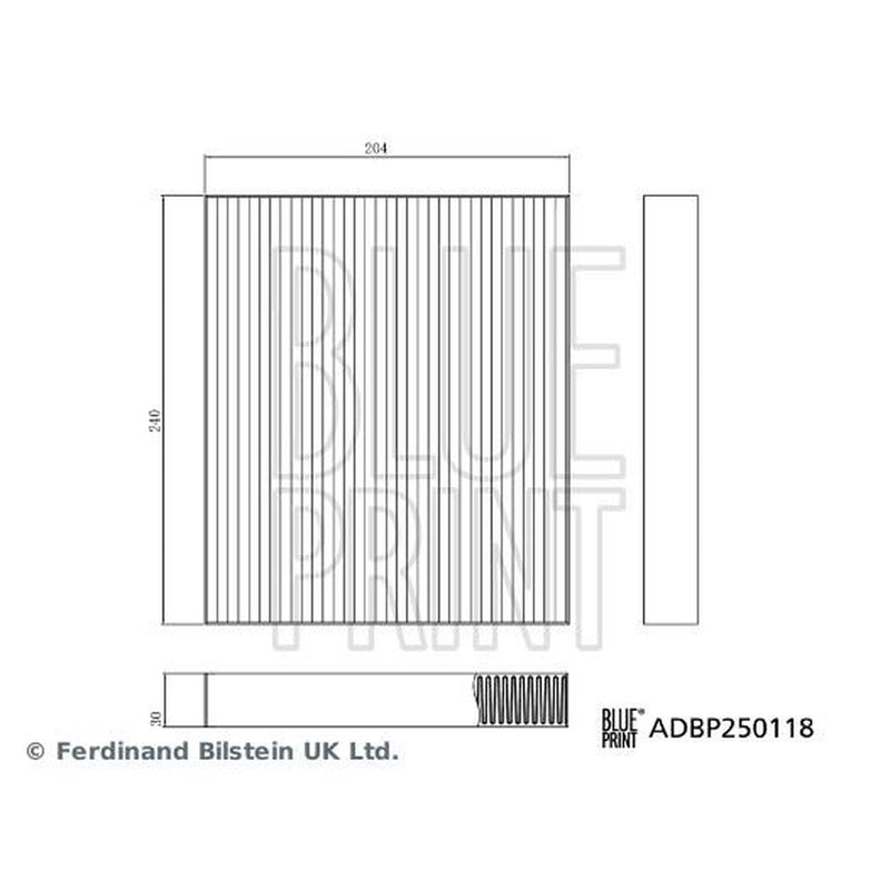 Blue Print Cabin Air Filter (Pollen Filter) fits Byd Seal 2022-2023