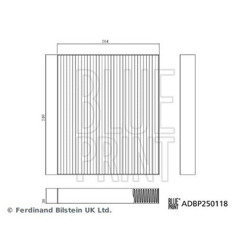 Blue Print Cabin Air Filter (Pollen Filter) fits Byd Seal 2022-2023