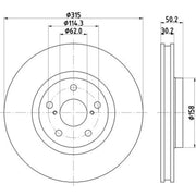 Mintex 2 x Internally Vented Brake Discs fits Lexus Ls 2000-2006