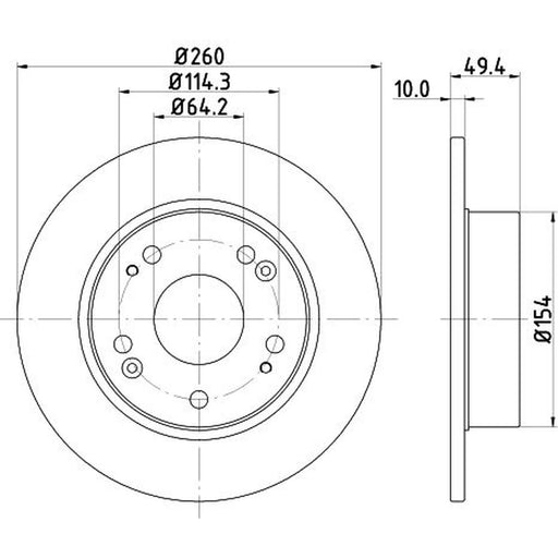 Mintex 2 x Solid Brake Discs fits Honda Accord VII 2003-2008 2.0 2.2 2.4