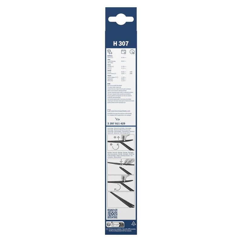 Bosch Conventional Wiper Blade 300mm — H307 fits Chevrolet Spark 2010 on 1.2