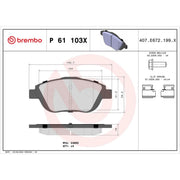 Brembo 4 x Front Brake Pad Set fits Citroën C3 Aircross I 2017-2018 1.2 1.5 1.6