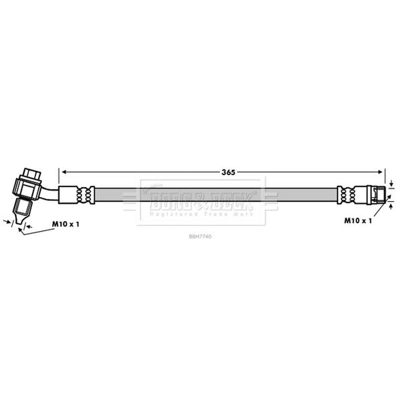 Borg & Beck Brake Hydraulic Hose Line Rear Right BBH7740