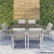 Dellonda Set of 6 Fusion Garden/Patio Dining Chairs with Armrests - Light Grey Dellonda  - Dynamic Drive