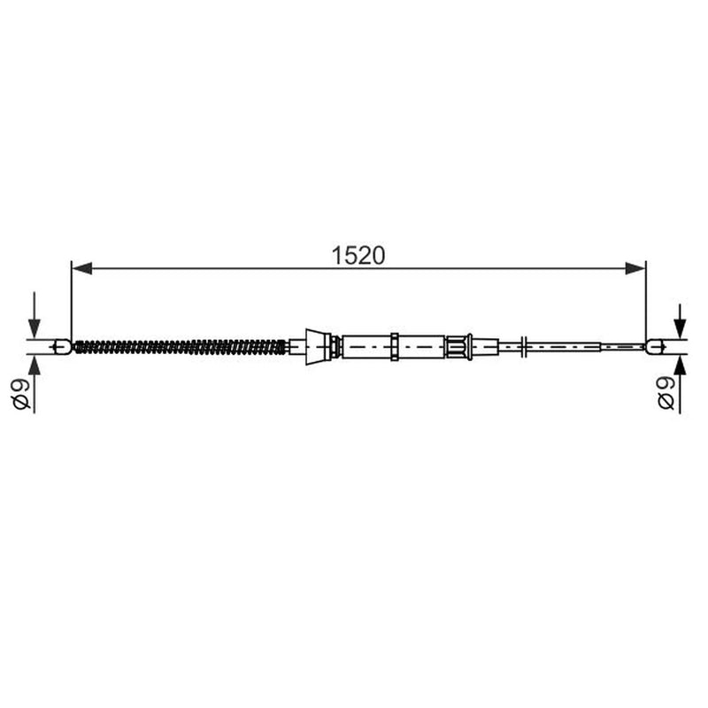 Bosch Handbrake Cable Right Rear fits Skoda Citigo 2011-2019 1.0