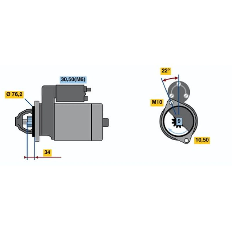 Bosch Starter Motor 12V 1.7kW 9 Teeth