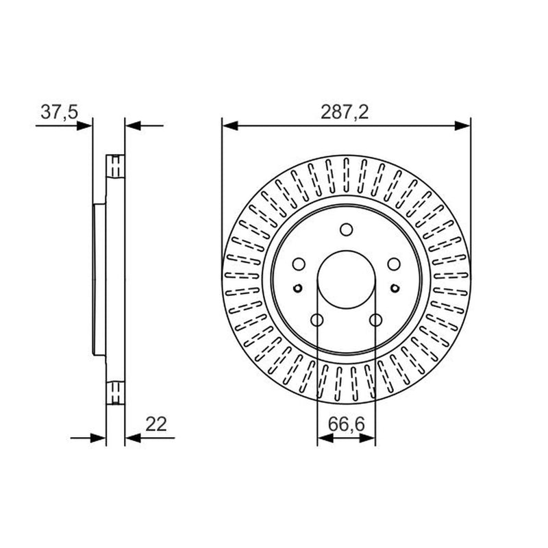 Bosch 2 x Vented Brake Discs