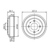 Bosch 2 x Brake Drums fits Hyundai Amica / Atoz 1998-2010 1.0 1.1