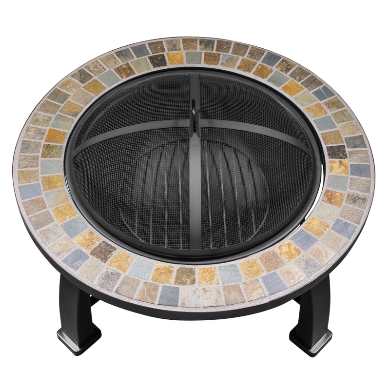 Dellonda 30" Deluxe Traditional Style Fire Pit Outdoor Heater - Slate Dellonda  - Dynamic Drive