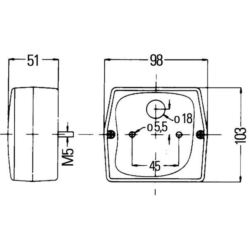 Hella Tail Light / Lamp P21/5W Right