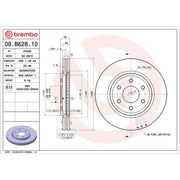 Brembo 2 x Internally Vented Front Brake Discs 09.B628.10-x2