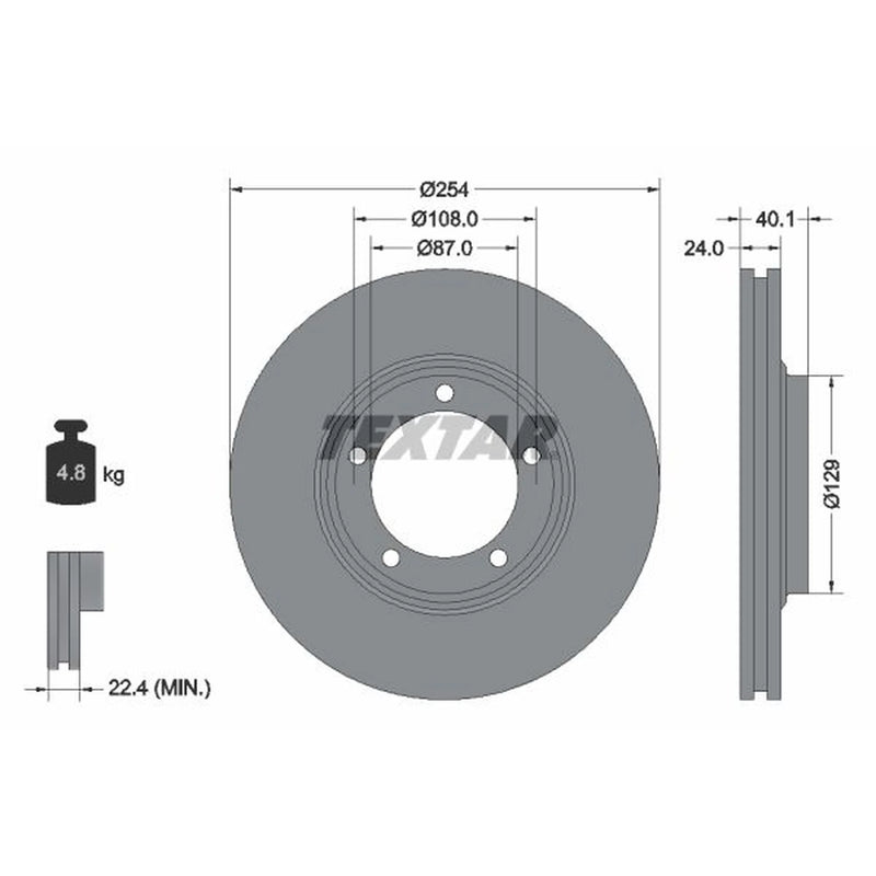 Textar 2 x Vented Front Brake Discs 92234500-x2