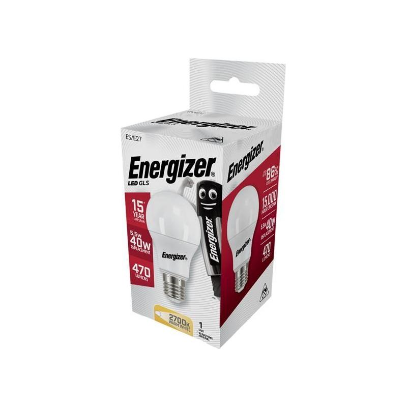 Energizer® LED ES (E27) Opal GLS Non-Dimmable Bulb, Warm White 470 lm 5.5W Energizer® - Dynamic Drive