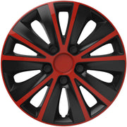 4 x 14" Alloy Look Red & Black Stripe Multi-Spoke Wheel Trims Hub Caps Covers Versaco  - Dynamic Drive