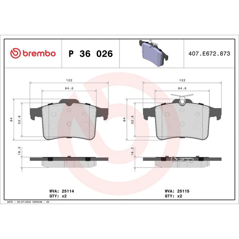 Brembo 4 x Rear Brake Pad Set fits Jaguar Xf I 2009-2015 5.0
