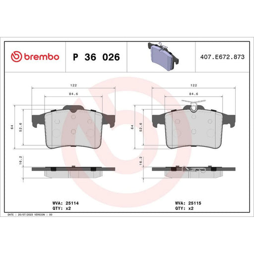 Brembo 4 x Rear Brake Pad Set fits Jaguar Xf I 2009-2015 5.0