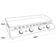 Dellonda 4 Burner 10kW Portable Gas Plancha - Stainless Steel Dellonda - Dynamic Drive
