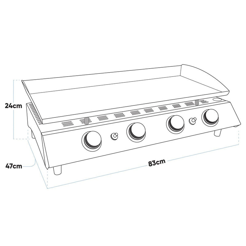 Dellonda 4 Burner 10kW Portable Gas Plancha - Stainless Steel Dellonda - Dynamic Drive