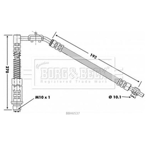 Borg & Beck Brake Hydraulic Hose Line Front Right BBH6537