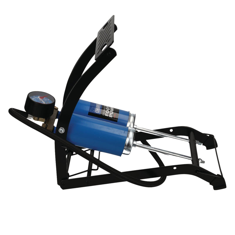 Draper Double Cylinder Foot Pump with Pressure Gauge 25996 Draper - Dynamic Drive