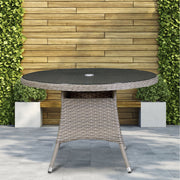 Dellonda Chester Rattan Wicker Round Outdoor Dining Table Tempered Glass Top Dellonda - Dynamic Drive