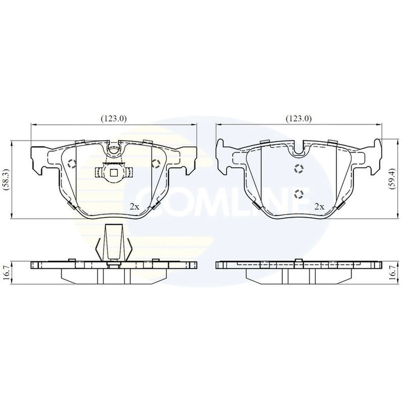 Comline 4 x Rear Brake Pad Set fits BMW 5 2001-2010