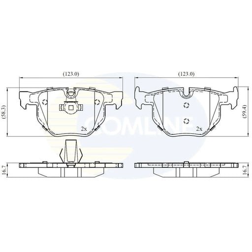 Comline 4 x Rear Brake Pad Set fits BMW 5 2001-2010