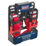 Sealey Slide Ratchet Tie Down 32mm x 3m Polyester Webbing with S-Hooks 1200kg Br Sealey - Dynamic Drive