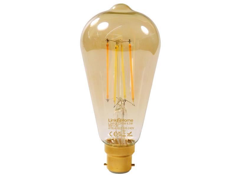 Link2Home Wi-Fi LED BC (B22) Pear Filament Dimmable Bulb, White 470 lm 4.5W Link2Home - Dynamic Drive