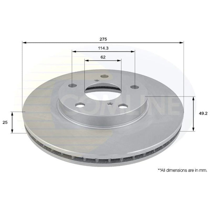 Comline 2 x Internally Vented Brake Discs fits Toyota Rav 4 2000-2005 1.8 2.0