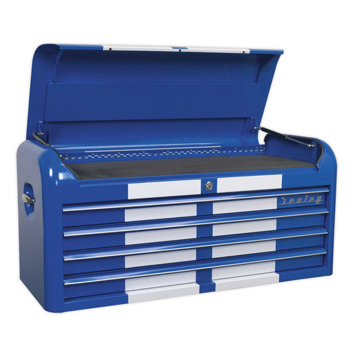 Sealey Topchest 4 Drawer Wide Retro Style Blue with White Stripes AP41104BWS Sealey - Dynamic Drive