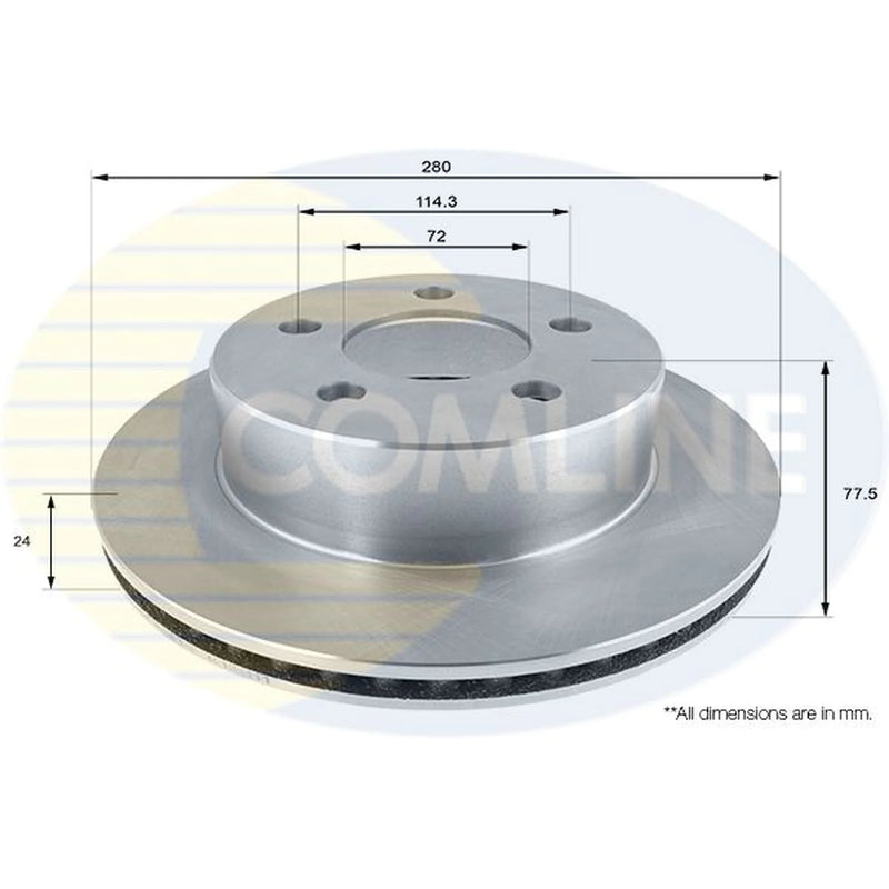Comline 2 x Internally Vented Brake Discs fits Jeep Wrangler 1996-2007 2.5 4.0