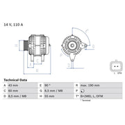 Bosch Car Alternator 12V fits Nissan Micra III 2003-2010 1.5