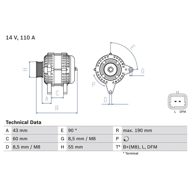 Bosch Car Alternator 12V fits Nissan Micra III 2003-2010 1.5