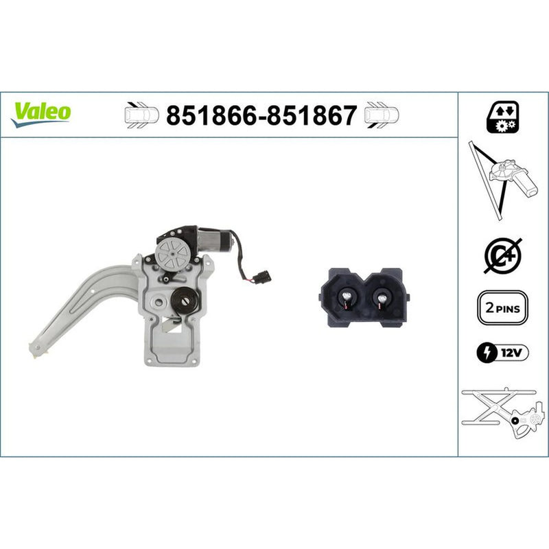 Valeo Electric Window Regulator Lifter Left Rear 851866