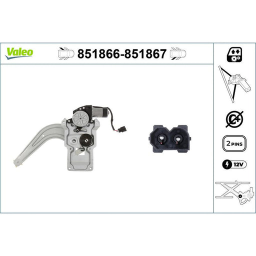 Valeo Electric Window Regulator Lifter Left Rear 851866