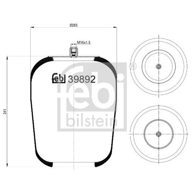 Febi Air Suspension Bellow 265mm 39892