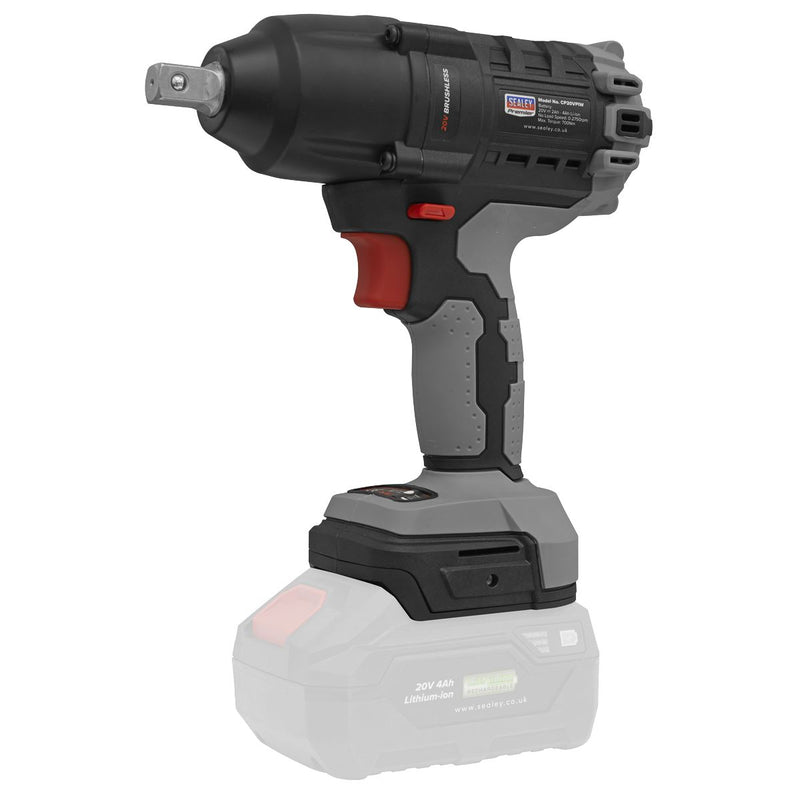 Premier SV20 Series 1/2"Sq Drive Brushless Cordless Impact Wrench 20V Body Only Sealey Premier - Dynamic Drive