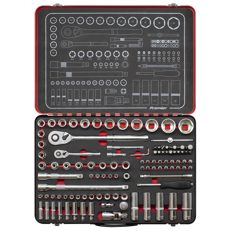 Sealey Premier Platinum Premier Platinum Socket Set 1/4" & 1/2"Sq Drive 108pc Sealey Premier Platinum - Dynamic Drive