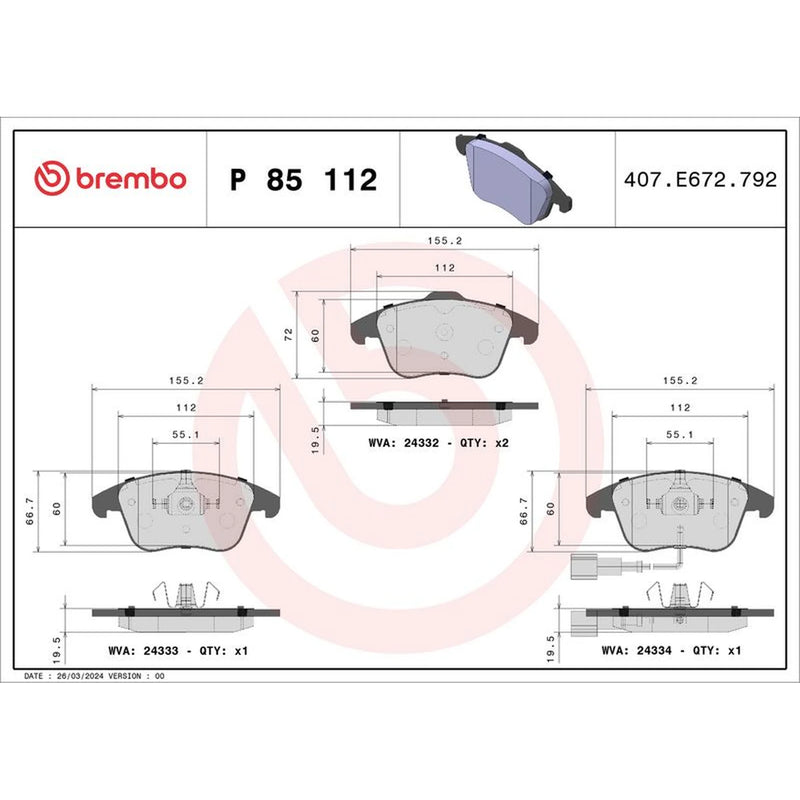 Brembo Front & Rear Brake Discs & Pads fits Audi Q3 2011-2018 1.4 2.0