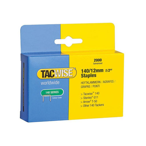 Tacwise 140 Heavy-Duty Staples 12mm (Type T50 G) (Pack 2000) Tacwise - Dynamic Drive