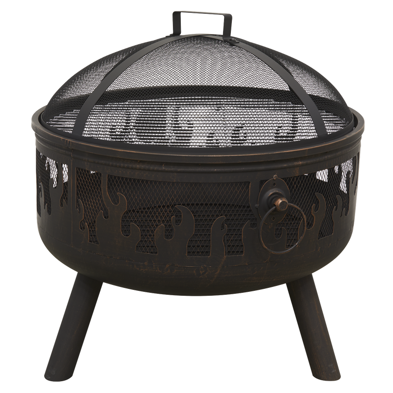 Dellonda Deluxe Firepit Fireplace Outdoor Patio Heater Cooking Grill & Poker Dellonda  - Dynamic Drive