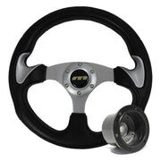 320mm Black /Silver Moulded Steering Wheel + Boss fits Toyota Carina Starlet Mountney Classic  - Dynamic Drive