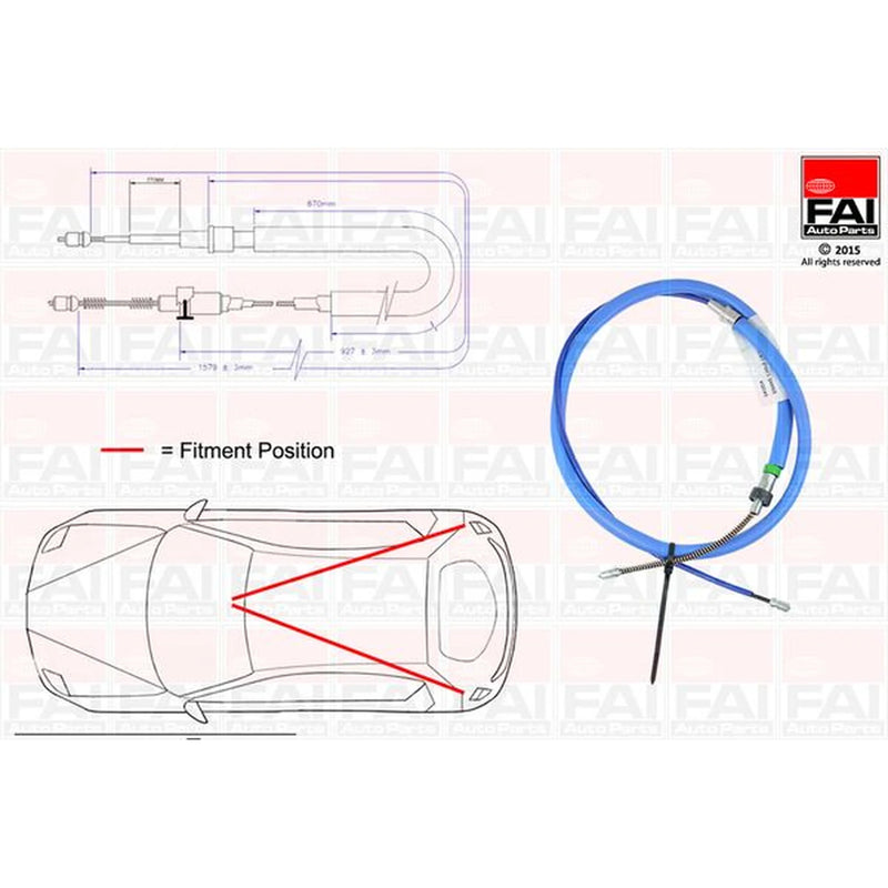 FAI Handbrake Cable Left Rear fits Seat Cordoba 2002-2009 1.2 1.4 1.6 1.9